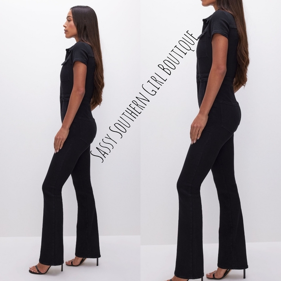 🆕⭐ GOOD AMERICAN black denim jumpsuit - Picture 6 of 12